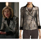 Armani Collezioni 2017 Blazer Silver Black Jacket Jacquard Print Asymmetrical Buttons size 16