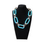 Vintage Y2K PONO by Joan Goodman Resin Chain Link Necklace Aqua Blue Silver Statement Italy