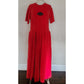 Vintage 90s Sonia Rykiel Red Dress Red Velour Drop Waist w/Logo Emblem