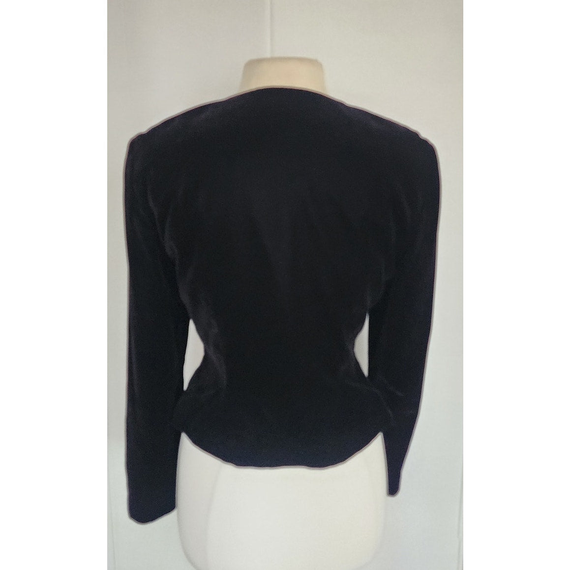 Vintage 80s Black Velvet Blazer Fitted Jacket Maggy London / S