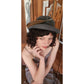Vintage 70s HALSTON Gray Wool Felt Fedora Hat w/ Feather Wide Brim