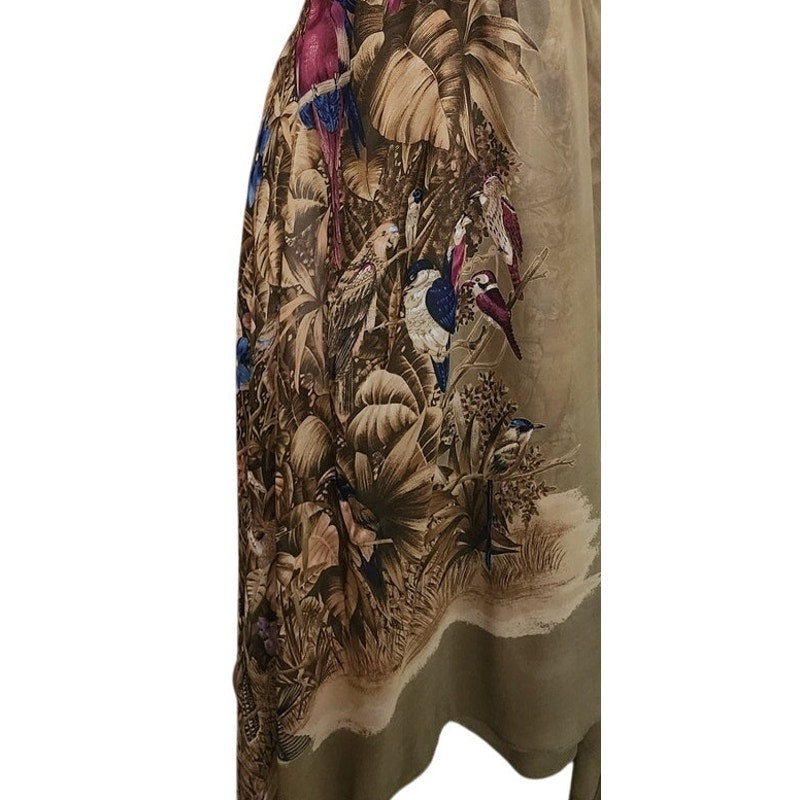 Vintage Vintage 1970s Gianni Versace Dress Silk Parrot Print Handkerchief Hem Slip Style Small