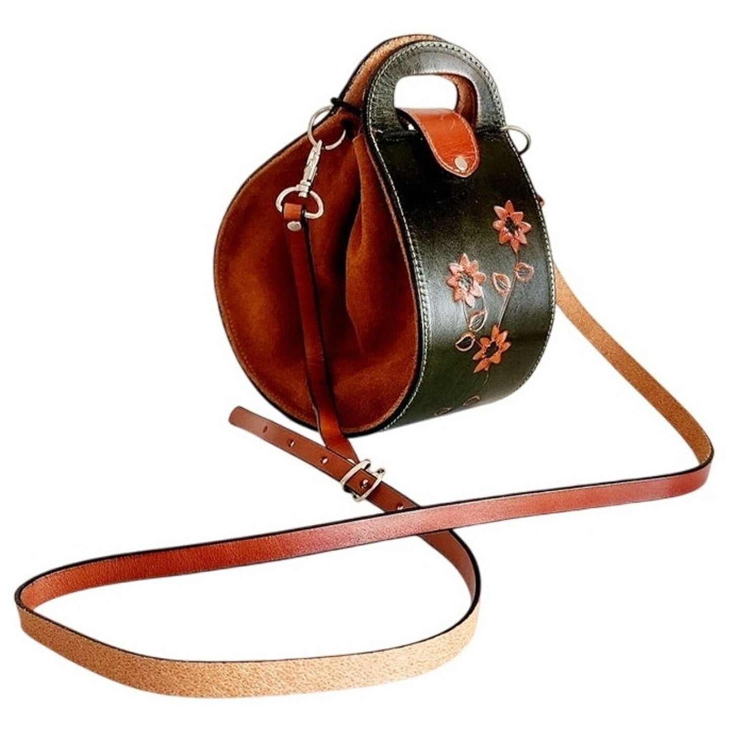Vintage Paco Garzon Shoulder Bag Brown Tooled Leather