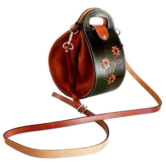 Vintage Paco Garzon Shoulder Bag Brown Tooled Leather