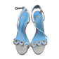 Frances Valentine BEATRIX Sandals Shoes Mary Janes Silver Rhinestone 5 1/2