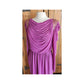 Vintage 80s Purple Evening Dress Grecian Drape Torso Beaded Shoulders Jonathan Hitchcock