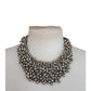 Vintage 2000s Weekend Max Mara Bib Necklace Metallic Cluster Choker Faux Pearl Crystal Cluster