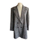 Vintage 1980s Long Blazer Lilli Ann Houndstooth Wool Jacket Gray Black