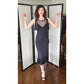 Vintage 30s Style Evening Dress Black Silk Chiffon Rhinestones Malandrino