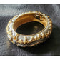 Vintage 70s Jomaz Bracelet Joseph Mazer Sculptural Brutalist Two Tone Gilt Clamper Bangle