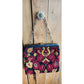 Vintage 60s Tapestry Weave Bag Burgundy Red Yellow Floral Brocade
