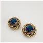 Vintage 90s Chanel Earring Clips Gripoix Blue Glass Byzantine Style A 96
