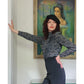 Vintage 80s UNGARO Blouse Gray Silkprint Shirt Back Buttons