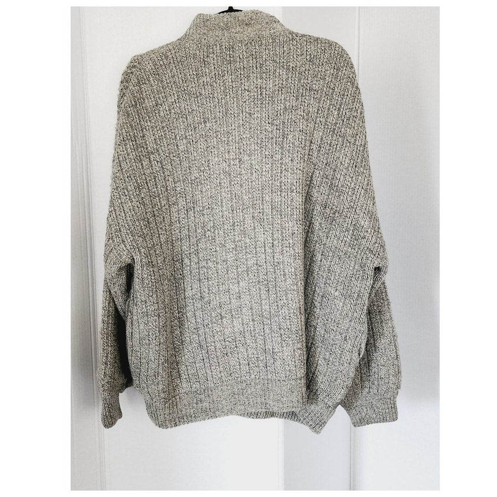 Vintage 80s Mens Jacket Gray Knit Italian Wool & Leather XL