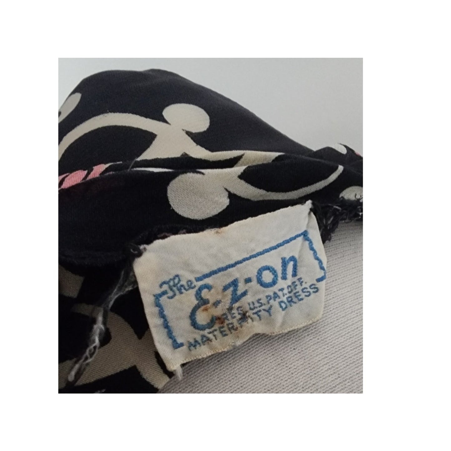 Vintage 30s Rayon Print Maternity Dress Adjustable Tie Sash Dark Floral Print