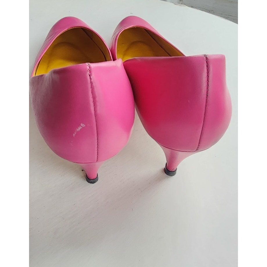 Vintage 80s Pink Shoes Leather Pump Kitten Heel / 10M