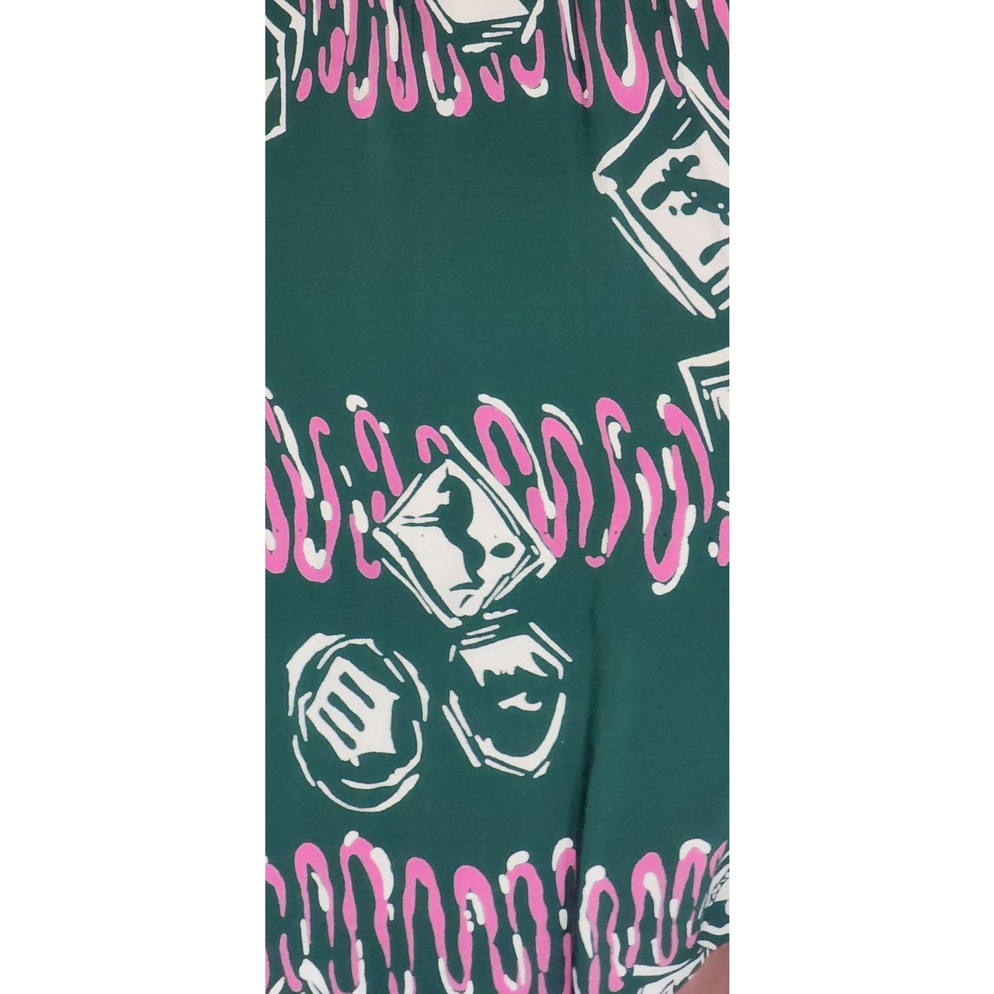 Vintage 40s Rayon Dress Green Pink Novelty Print Ancient Greek Greece Classical Art