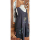 Vintage 90s Blue Fish Jumper Dress Gray 1995 Cat Print Apron Tunic Pinafore Sundress