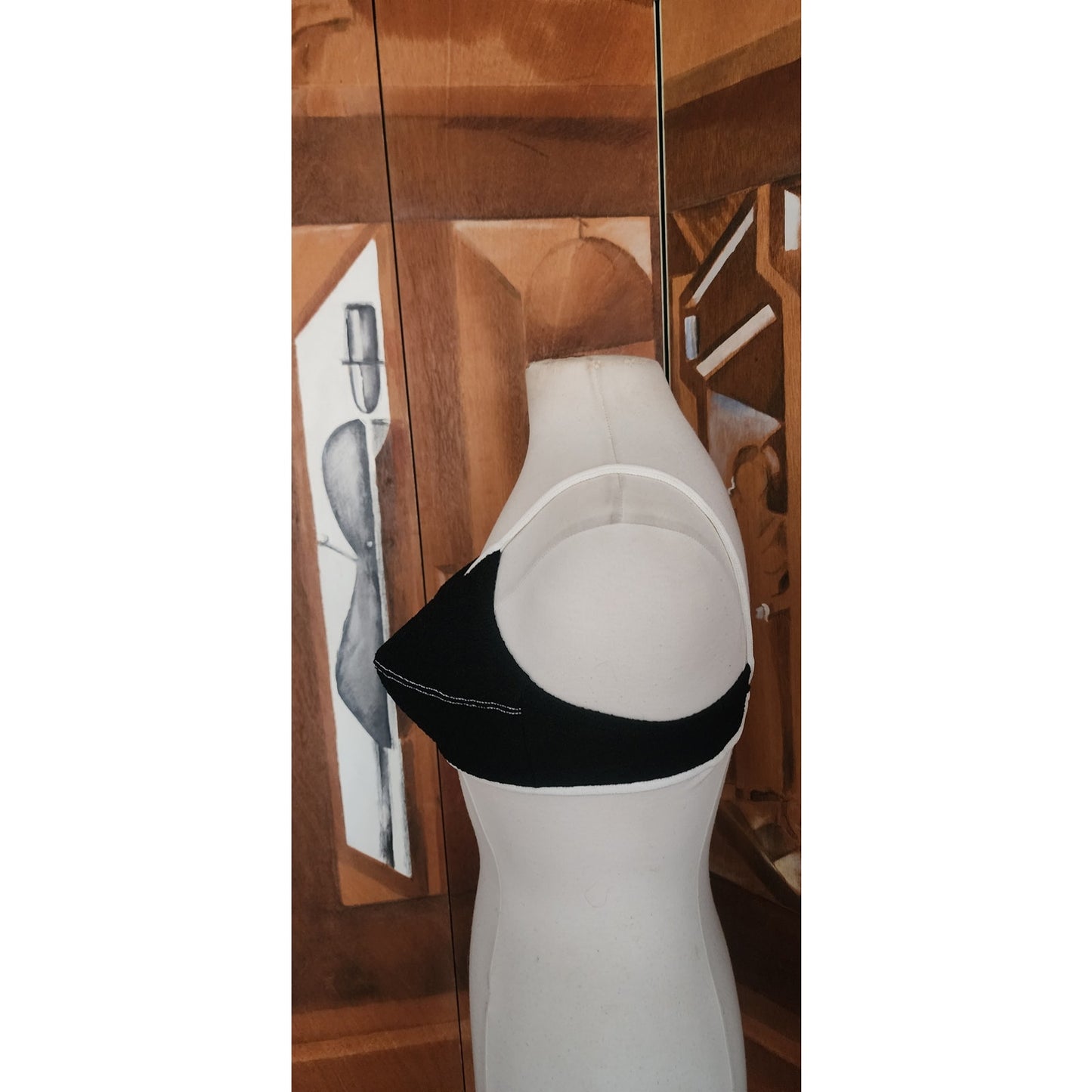 Vintage 60s Black White Bikini Set Bullet Bra + Boy Shorts Majorca Athenee Greece