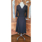 Vintage Eileen Fisher Y2K Black Rayon Stretch Knit Wrap Dress Midi