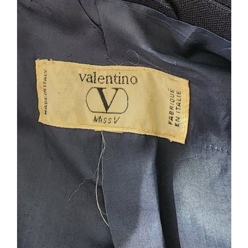 Vintage 80s Valentino Coat Black Double Breasted Black Wool M/L