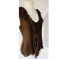 Vintage 2000s Oscar de la Renta Blouse Chiffon Silk Brown Top Ruffles NWT