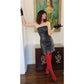 Vintage 90s Black Leather Strapless Dress Bodycon August Silk / S