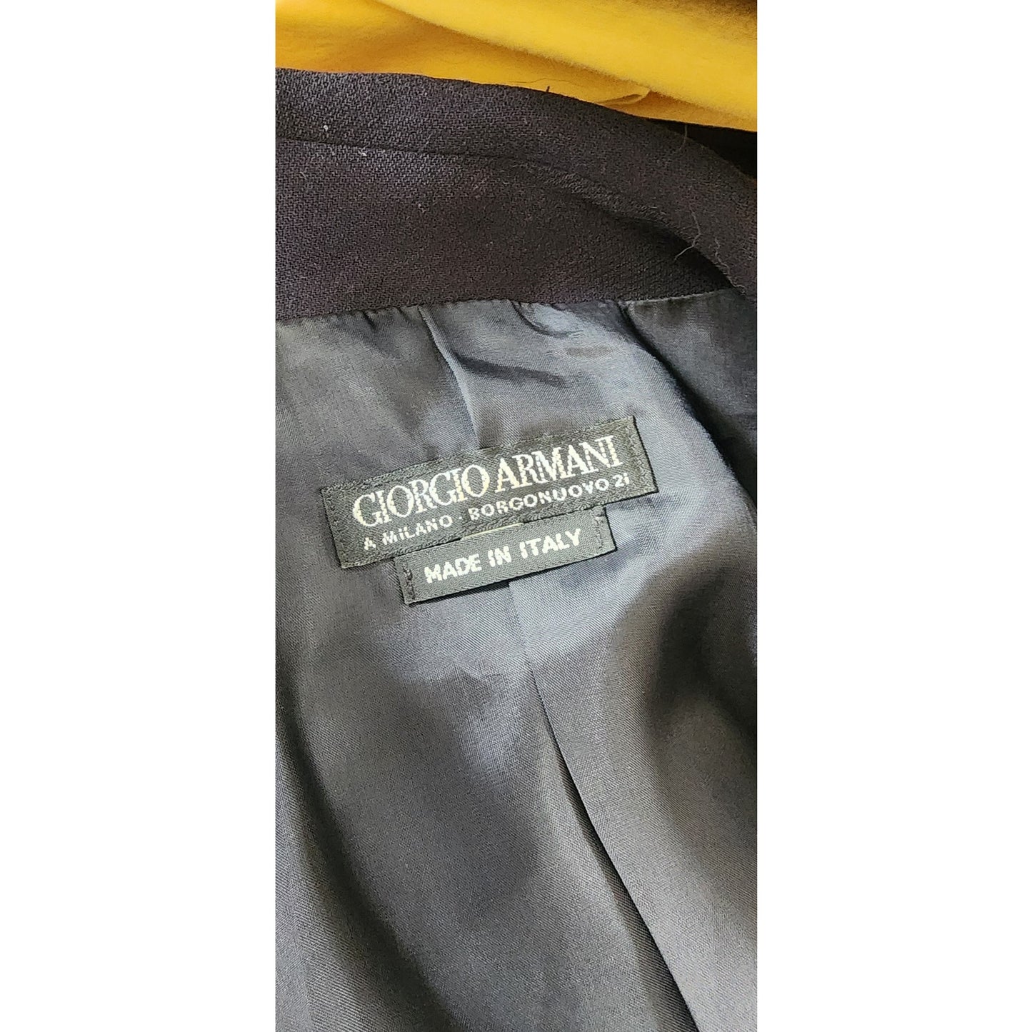 Vintage 1990s Armani Blazer Navy Blue Wool Black Label Borgonuovo / S