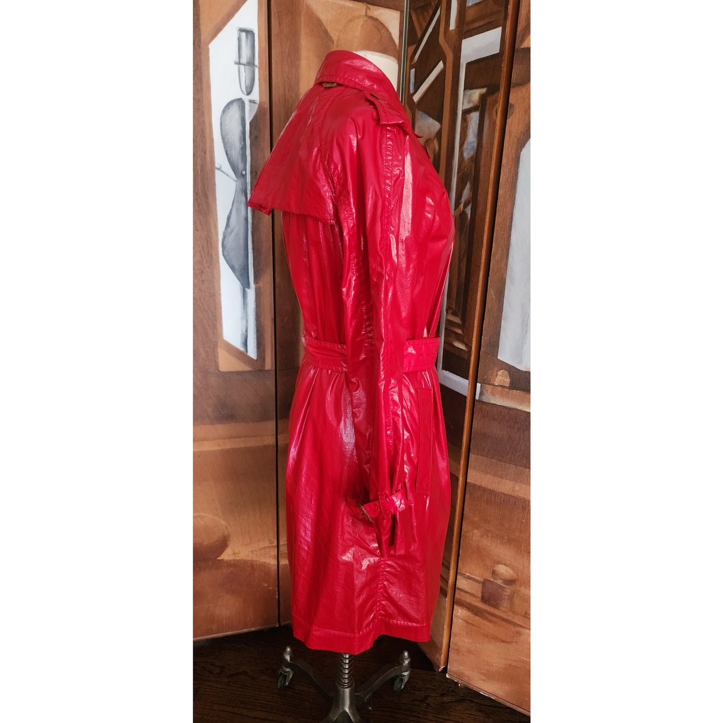 3.1 Phillip Lim Red Trench Coat Raincoat with Belt 2010s