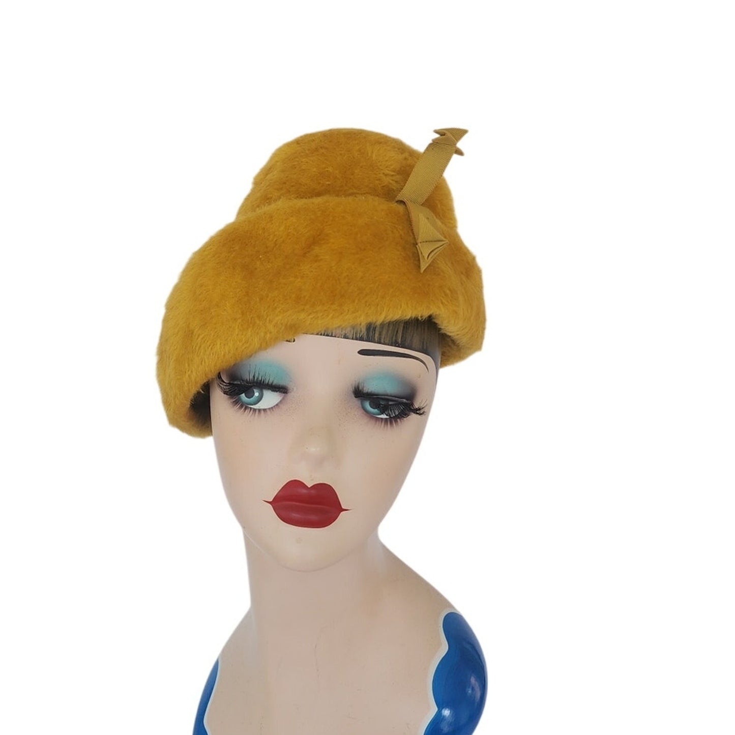 Vintage 1960s Yellow Hat Sally Victor Fuzzy Wool Mod