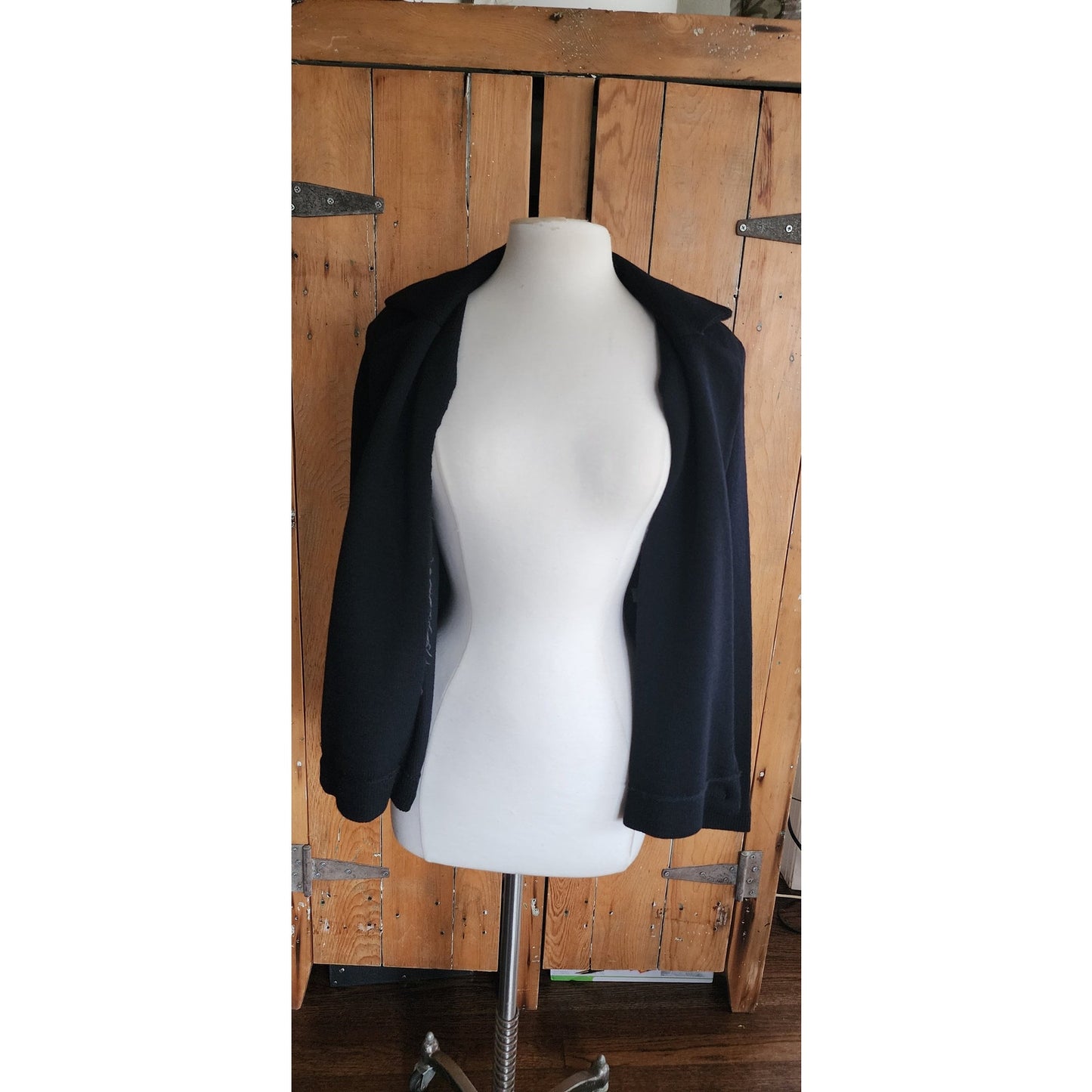 Vintage 80s St John Knit Sweater Jacket in Black, Wrap Style