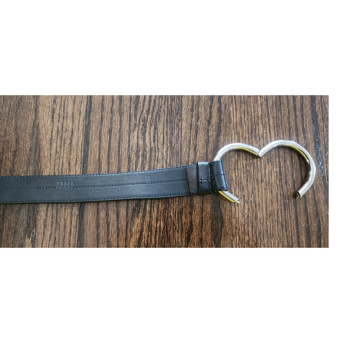 Vintage 2000s Prada Belt Brown Leather Minimalist Silver Buckle O Ring Clasp 36"