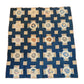 Antique 1800s Quilt Variable Stars Scraps Sampler Crossed Roads Dark Blue w/Cream Crosses
