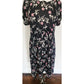 Vintage 30s Rayon Print Maternity Dress Adjustable Tie Sash Dark Floral Print