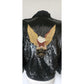 Vintage 80s Bomber Jacket Black Sequins Gold Eagle Motorcycle Patches Neiman Marcus / L