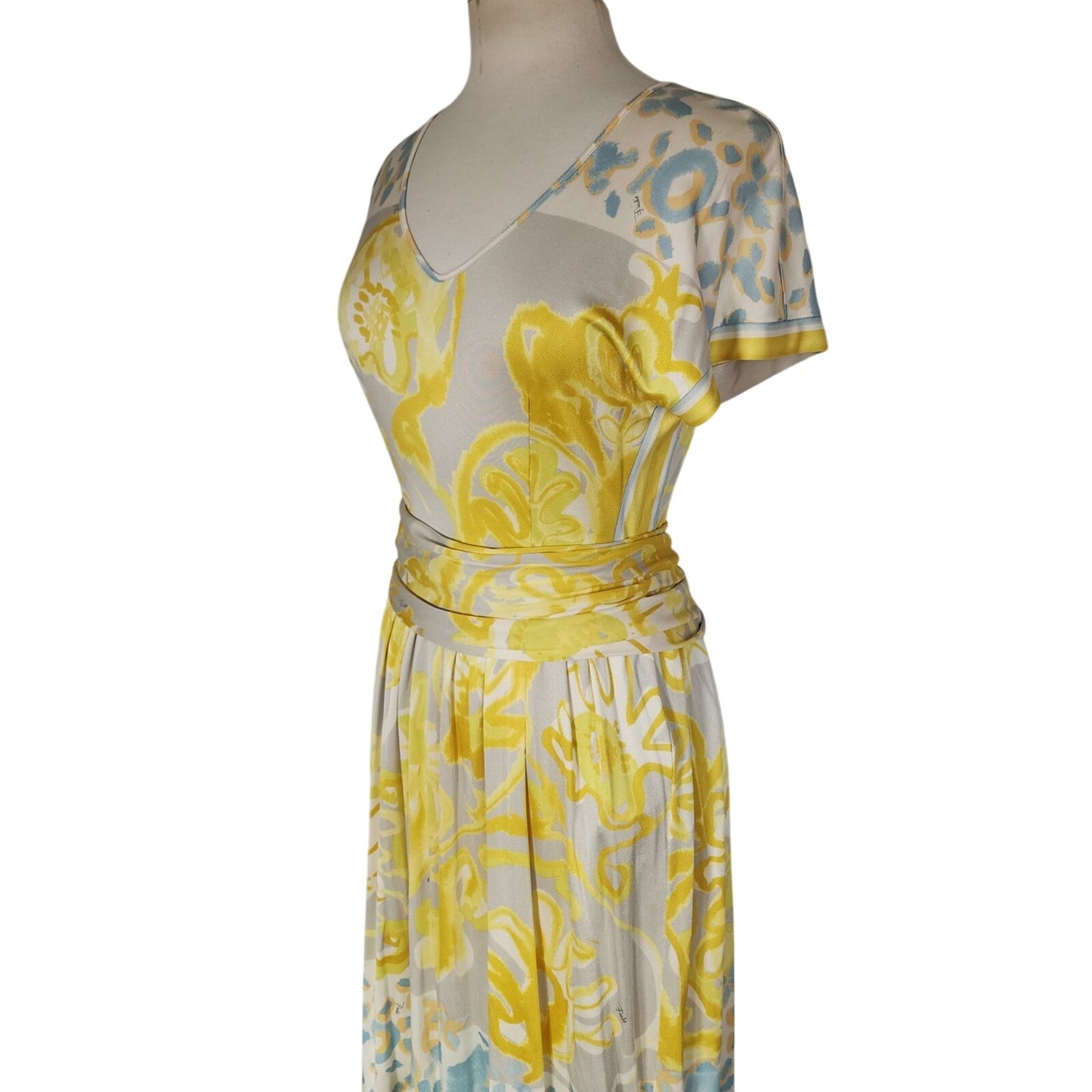 Vintage Y2K Emilio Pucci Dress Psychedelic Print Yellow Gray Swirl SATC / New with Tags Small
