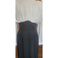 Vintage 80s Neo Edwardian Dress White Ruched Top Black Skirt Long Sleeves / M