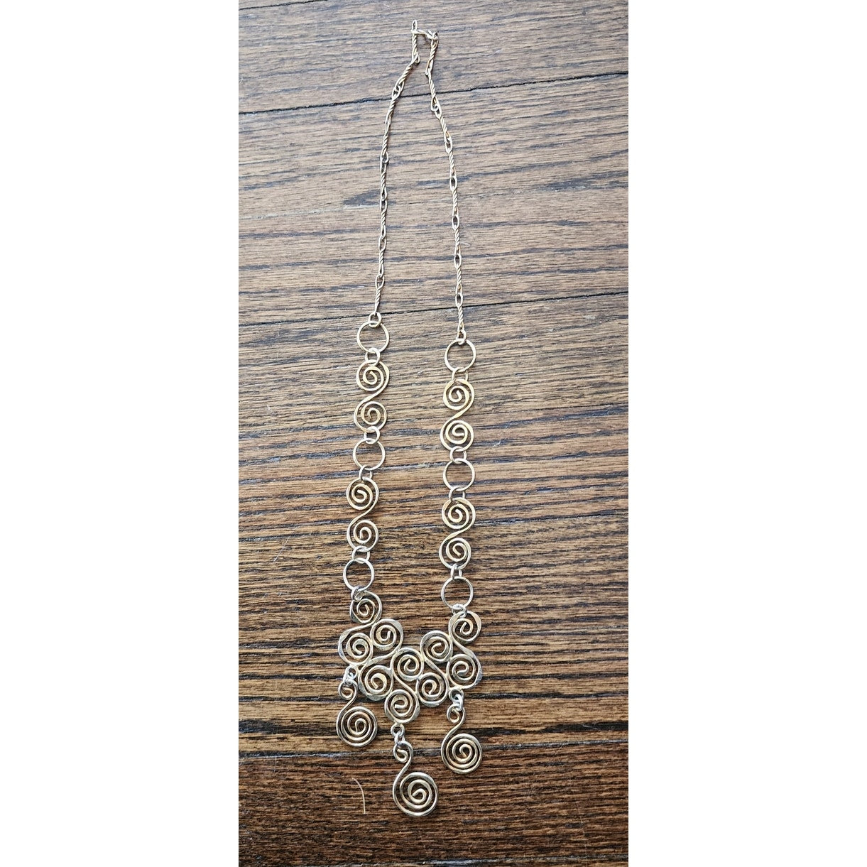 Vintage Spiral Pendant Necklace Hammered Gold Ancient Greece  Style