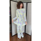 Vintage 70s Mary McFadden Pants Tunic Set Printed Micro Pleats