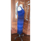 Vintage Y2k Tadashi Dress Blue Bandage Style Bodycon Sleeveless Stripe Small