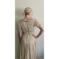 Vintage 1930s Cream Silk Dress Lace & Rhinestone Embroidery