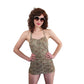 Vintage 50s Jantzen Swimsuit Cotton Print Maillot One Piece / S
