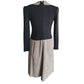 Vintage 1980s CIAO Dress Drop Waist Black Knit Gray Faux Suede / M