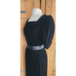 Vintage 80s Black Velvet Party Dress Puffed Sleeves Kappi I Magnin