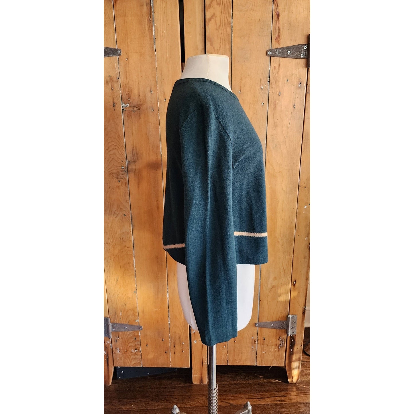 Vintage 90s Sonia Rykiel Sweater Green w/Cream Design