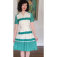 Vintage 1950s Nelly Don Dress Green Polka Dot White Cotton Hope Reed Short Sleeve