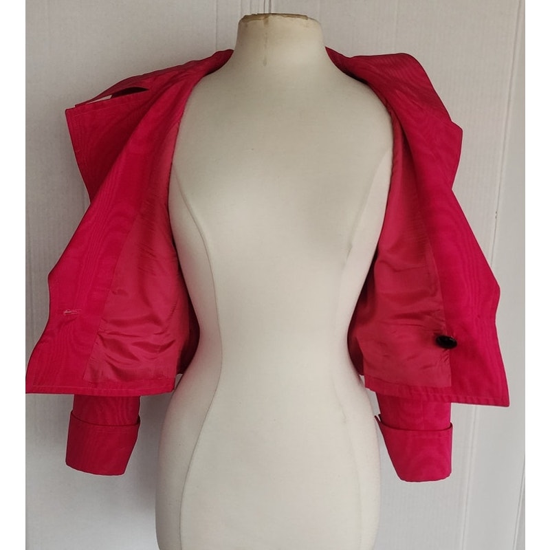 Vintage 90s YSL Saint Laurent Blazer Fuschia Silk Rive Gauche