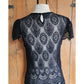 Vintage Black Lace Sheer Dress Drop Waist Short Sleeves