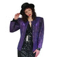 Vintage 1980s Purple Leather Blazer Beaded Sequined Jacket French Collizioni / M