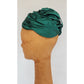 Vintage 50s Evening Hat Green Silk Turban Chapeaux Paris